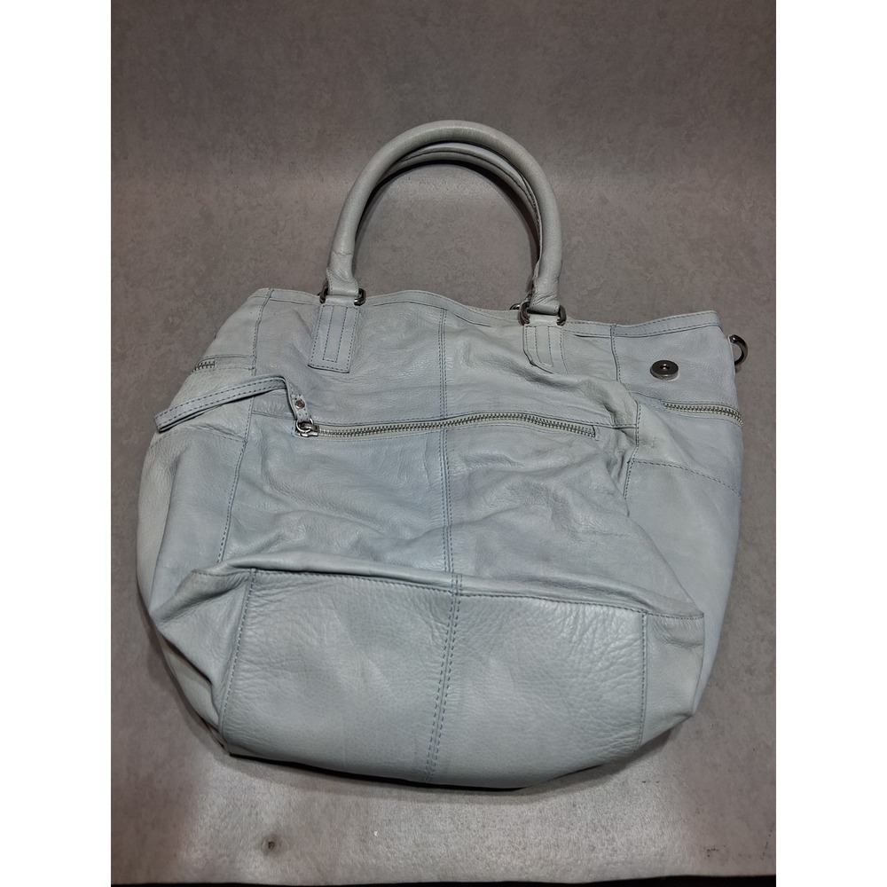 DAY & MOOD Large Leather Tote Bag Boho Soft Adjustable Handle Crossbody Gray